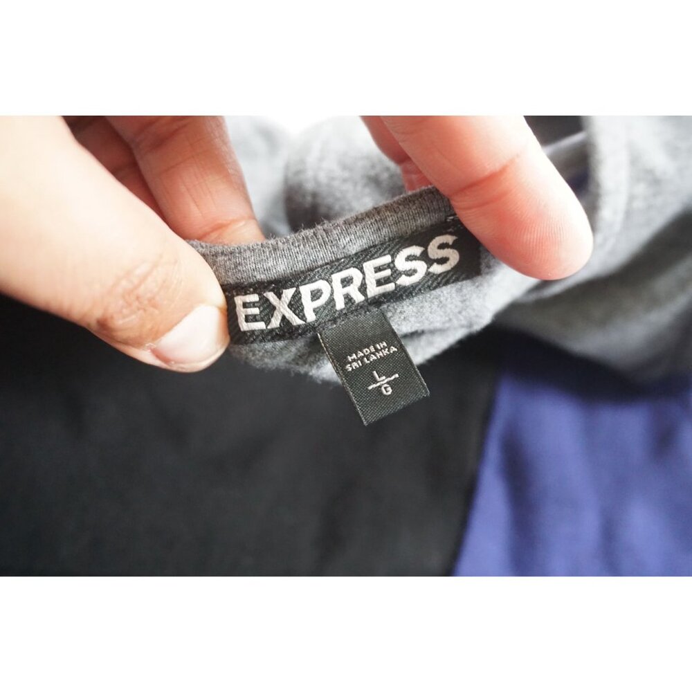 Express Colorblock Black/Blue/Gray Fit & Flare Dress - Size L - Picture 2 of 7